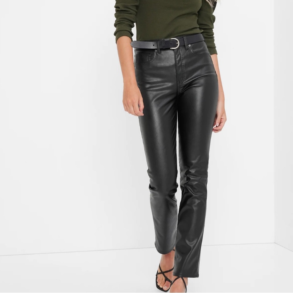 New with tags. Slim fit high rise faux leather jeans